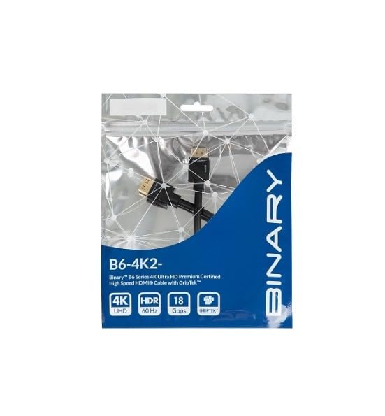B6-4K2-.3-40BOX B6 Series 4K Ultra HD Premium Certified High-Speed HDMI, .3m (1ft) Length, 18Gbps Bandwidth, HDR, DA, HDMI 2.0b Compliance, Box of 40 with Plastic Handle
