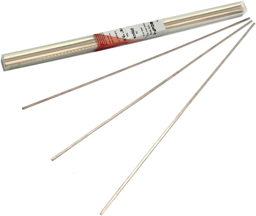 Silver Brazing Rod 15% BCuP-5 20 Flat Bar Silver Phos Copper Sticks JAgP-15 Silver HVAC Soldering Rods 0.050"x1/8"x14" for Air-conditioners, Refrigerators and Freezers Copper