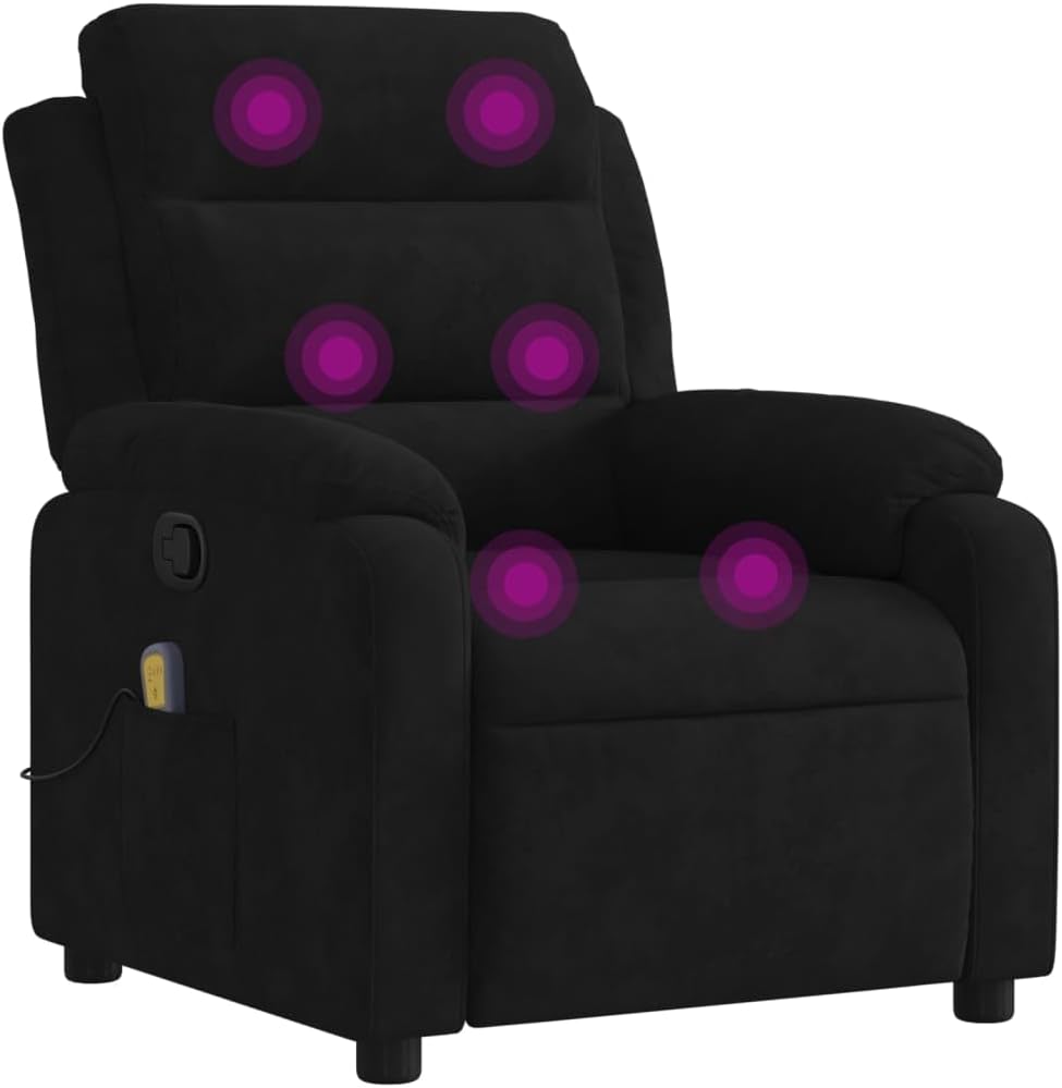 vidaXL Light Gray Velvet Recliner Chair - Manual Massage Lounger with Side Pocket for Living Room, Bedroom, Lounge