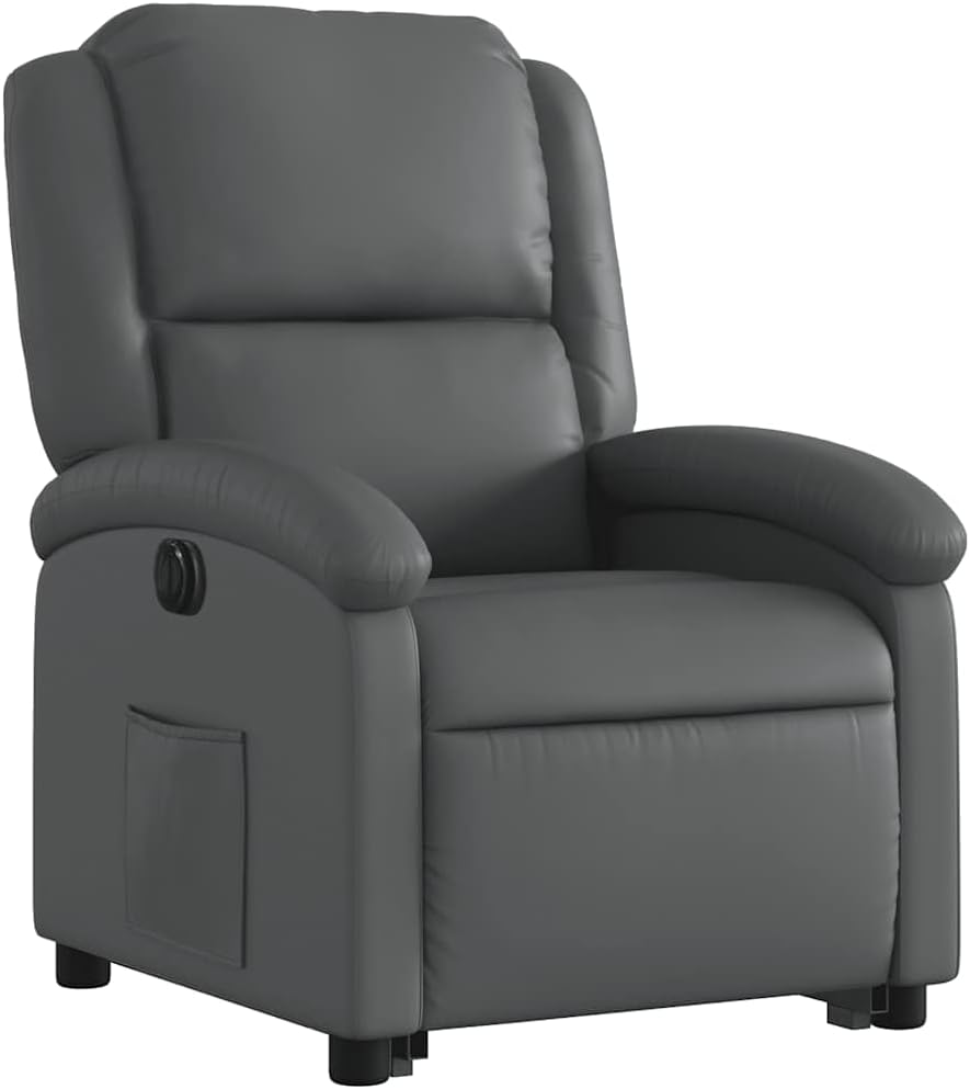 vidaXL Electric Power Lift Recliner Chair - Gray Faux Leather Armchair with Motorized Recline & Stand-Up Assist, Comfortable Seating for Living Room or Lounge