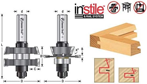 Amana Tool - 55432 Carbide Tipped Adjustable Straight with Bevel Instile & Rail System 1