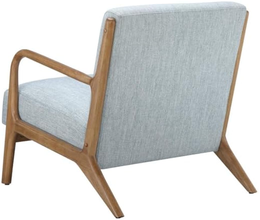 Blue Accent Chair with Rubber Solid Wood Frame, Stylish and Comfortable Armchair for Living Room, Bedroom, or Lounge Area