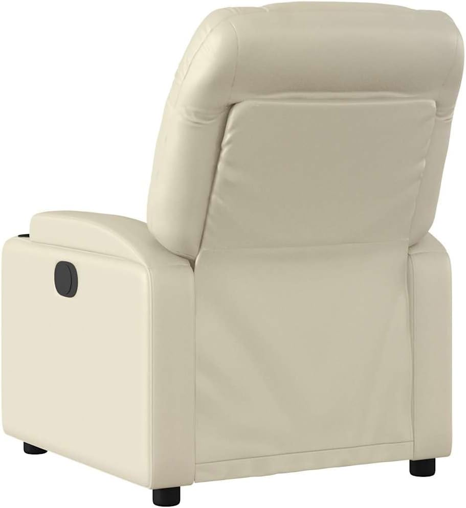 vidaXL Faux Leather Massage Recliner Chair in Cream - Manual Reclining Armchair with Cup Holders for Living Room Comfort