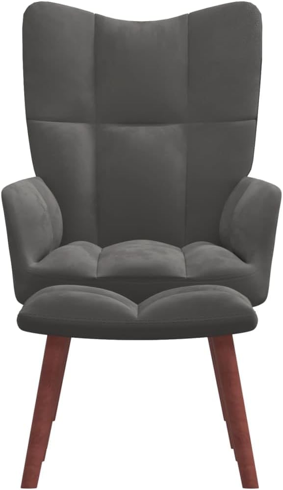 Accent Chair Arm Chair Living Room Chairs,Sleeper Sofa Relaxing Chair with a Stool Dark Gray Velvet,for Apartment Living and Home Office