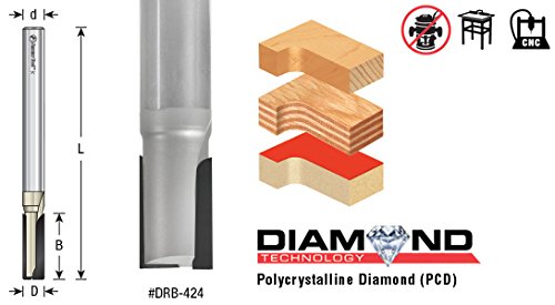 Amana Tool - PCD Diamond 1/4" D 1/4 Shank 2Fl (DRB-420), Industrial Grade