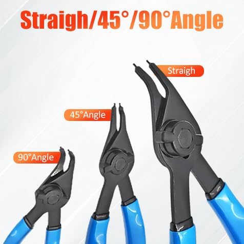 12 Pcs Snap Ring Pliers Set, Heavy Duty Fixed Tip Combination Internal External Versatile Retaining Snap Ring Pliers for 0.038in 0.047in 0.070in 0.090in