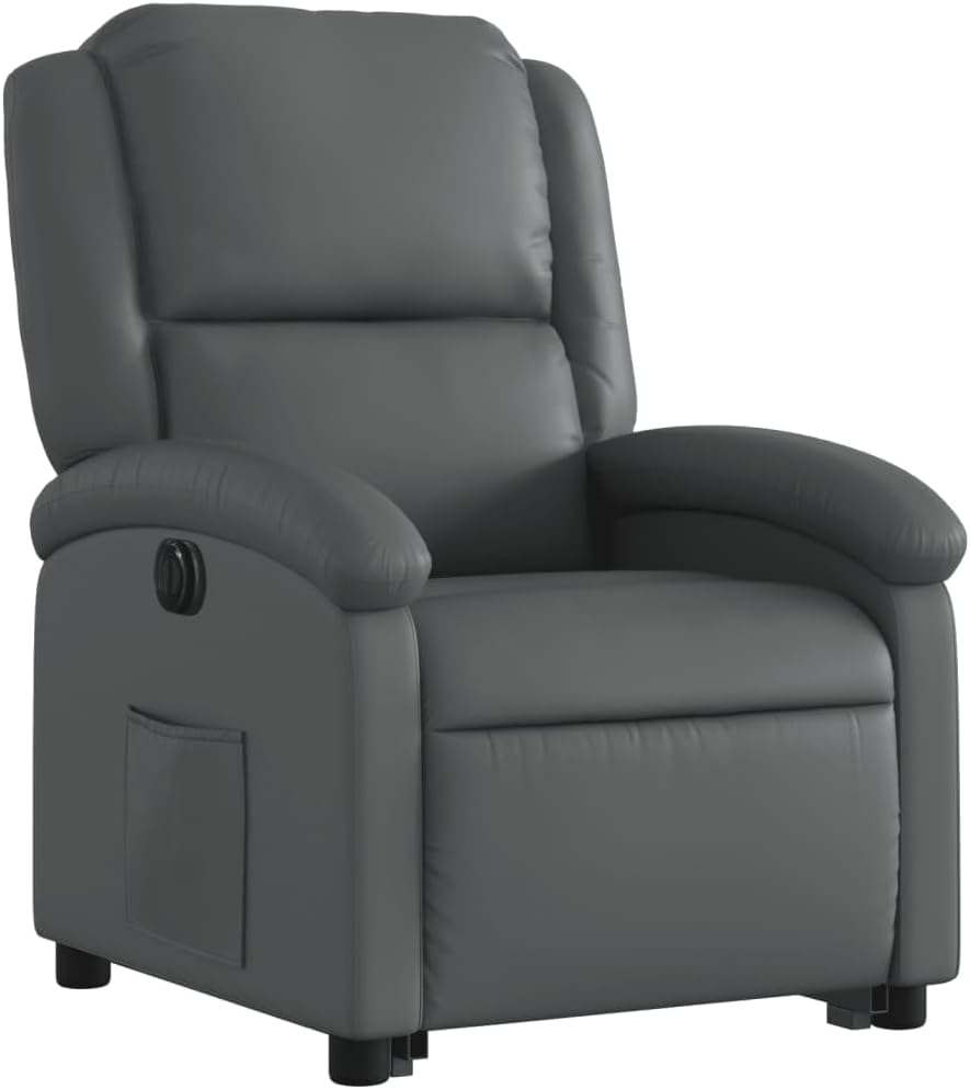 vidaXL Electric Power Lift Recliner Chair - Gray Faux Leather Armchair with Motorized Recline & Stand-Up Assist, Comfortable Seating for Living Room or Lounge