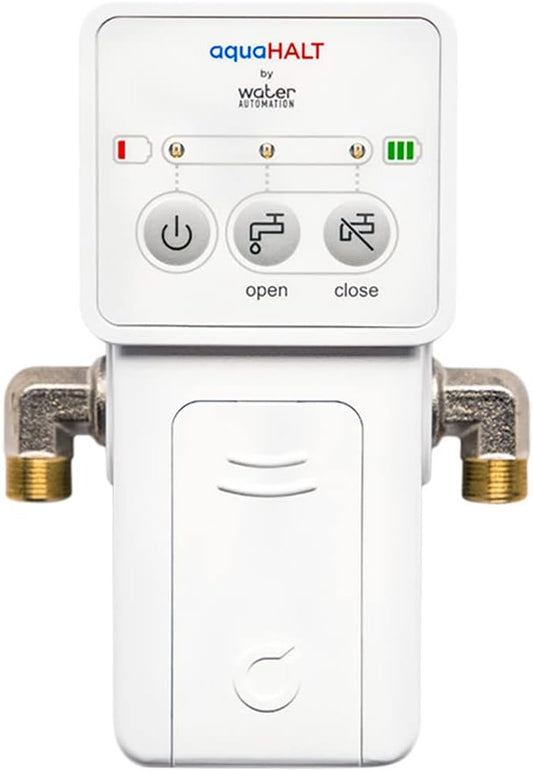 Smart Home Water Toilet Leak Detector Alarm and Automatic Shut Off Valve - Water Sensor Alarm Shut Off Tool - Easy Installation - Battery Operated - Protect Your Home from Water Damage