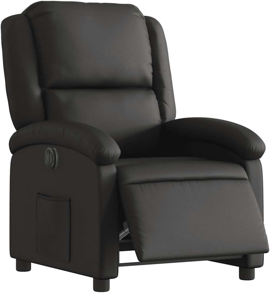 vidaXL Dark Brown Real Leather Recliner Chair-Wingback Manual Armchair with Side Pocket for Living Room, Bedroom, Lounge Comfort
