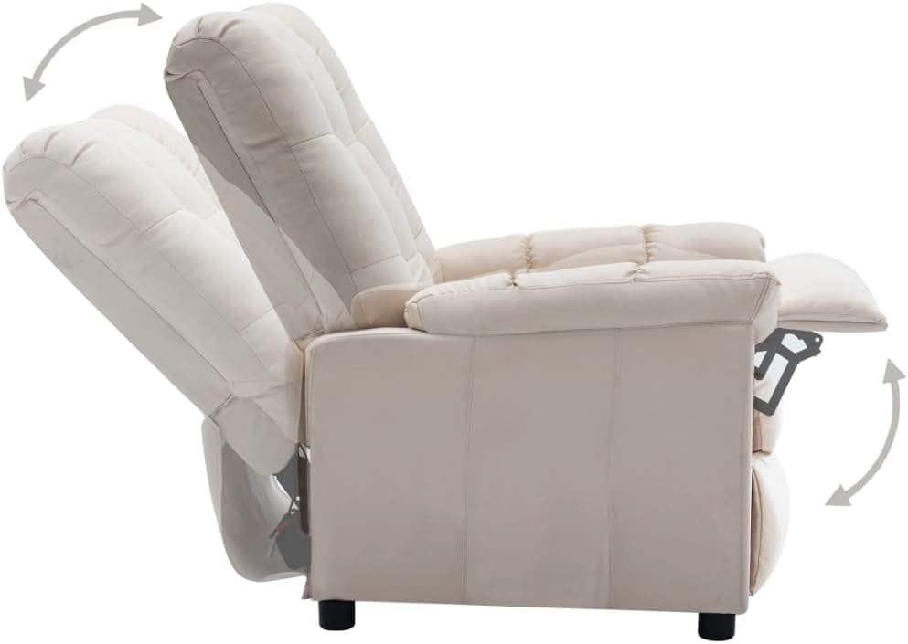 vidaXL Recliner Chair, Leisure Lounge Recliner for Home Theater Cinema, Adjustable Versatile Sleeper Chair for Living Room, Cream Fabric