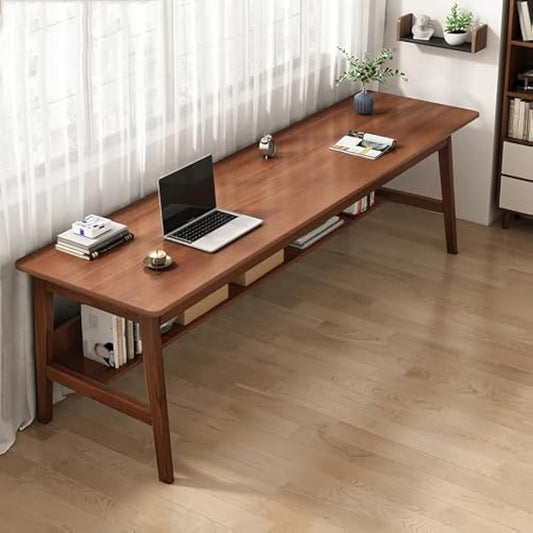 Solid Wood Desk, 63' Mid-Century Modern, Writing Desk, Home Office Workstation