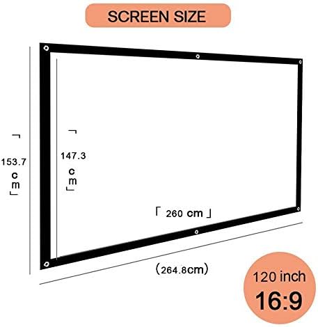 120 inch 16:9 Screen for Projector Portable Projector Screen Foldable Projection Screen Front Rear for Home Theater Outdoor