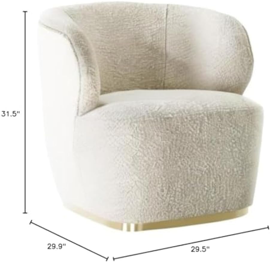 Acanva Modern Wool-Like Fabric Accent Chair, Armless Elegant Design Small Single Sofa with Metal Base for Living Room Bedroom, White