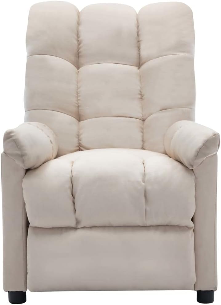 vidaXL Recliner Chair, Leisure Lounge Recliner for Home Theater Cinema, Adjustable Versatile Sleeper Chair for Living Room, Cream Fabric
