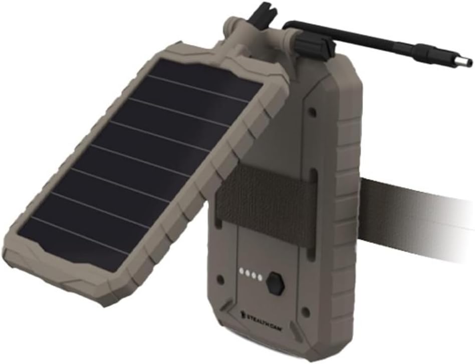 Stealth Cam Durable Sol-Pak Solar Battery Pack, 12V Solar Power Panel, Rechargeable Battery & 10ft Insulated Cable, Compatible with All Wireless/Cellular Trail Cameras - 3000 mAh
