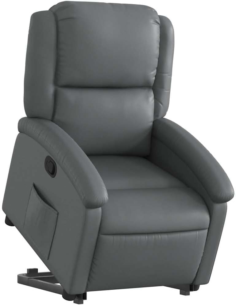 vidaXL Electric Power Lift Recliner Chair - Gray Faux Leather Armchair with Motorized Recline & Stand-Up Assist, Comfortable Seating for Living Room or Lounge