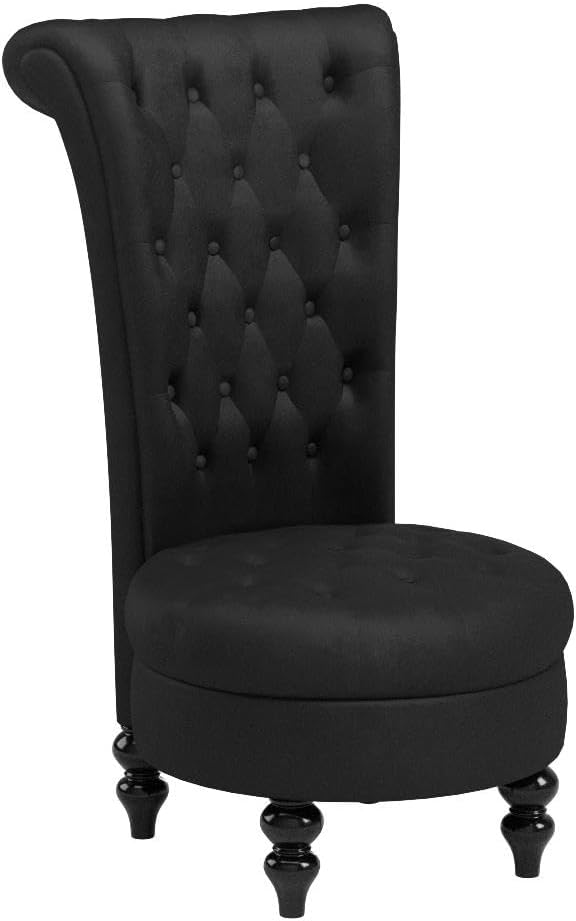 AVAWING Throne Royal Chair Set of 2 for Living Room, Button-Tufted Accent Armless High Back Chair with 24.6 Inch Larger Seat, Thick Padding and Rubberwood Legs, Mysterious Black