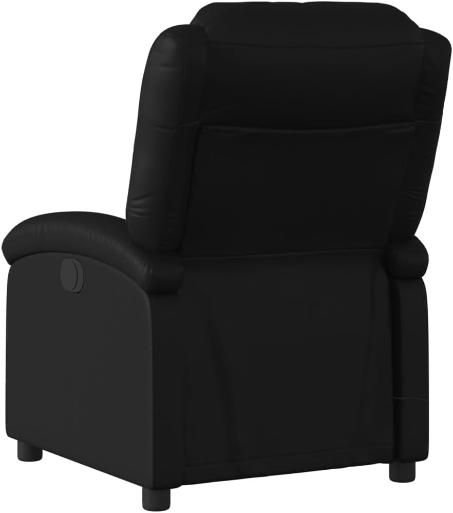 vidaXL Black Faux Leather Massage Recliner Chair - Manual Recline, Vibrating Massage Points, Plush Padding, Side Pocket, Sturdy Frame for Living Room/Lounge
