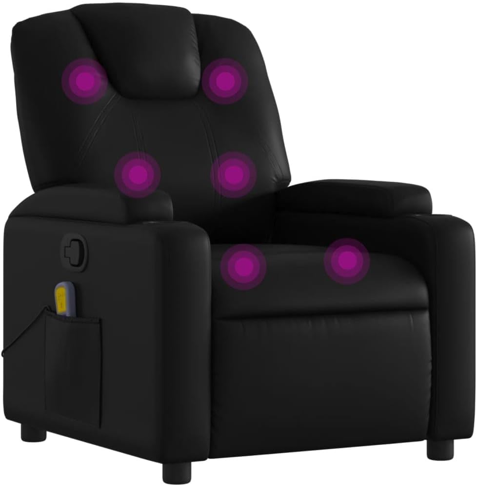 vidaXL Manual Recliner Chair for Living Room, Adjustable Recliner with Padded Seat & Backrest, Home Theater Seating with Side Pocket & Cup Holders, Cream Leather