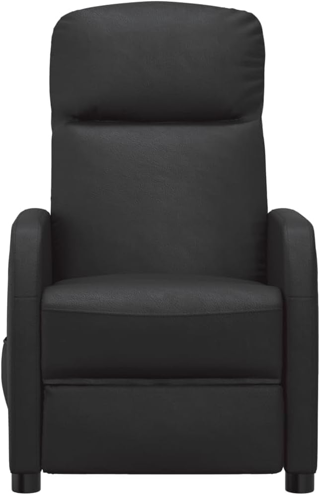 vidaXL Faux Leather Reclining Chair - Modern Black Recliner with Robust Iron and Plywood Frame, Comfortable Seat Design, Ideal for Living Room or Office Decor