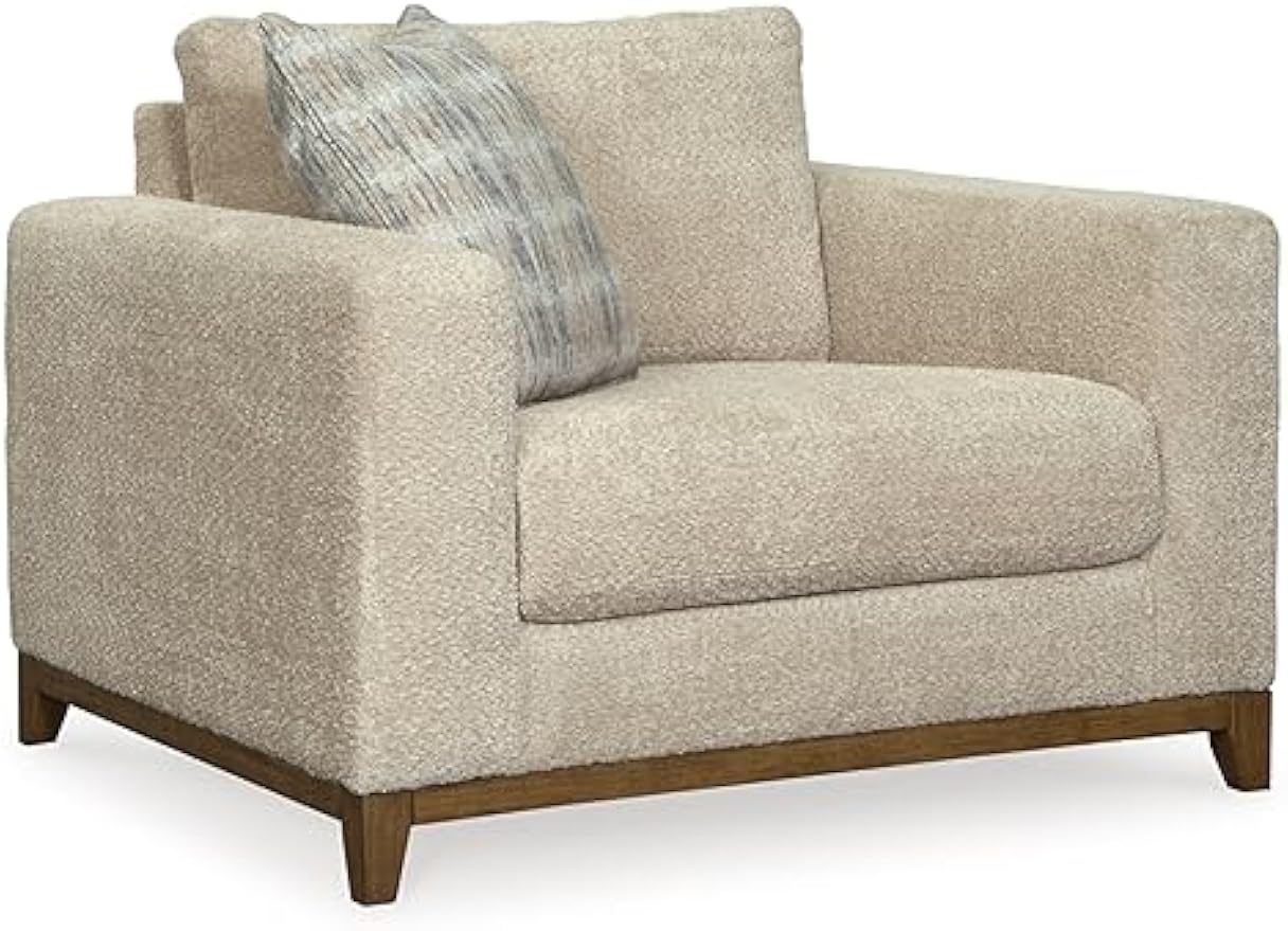Signature Design by Ashley Parklynn Classic Upholstered Oversized Chair with 1 Accent Pillow, Beige