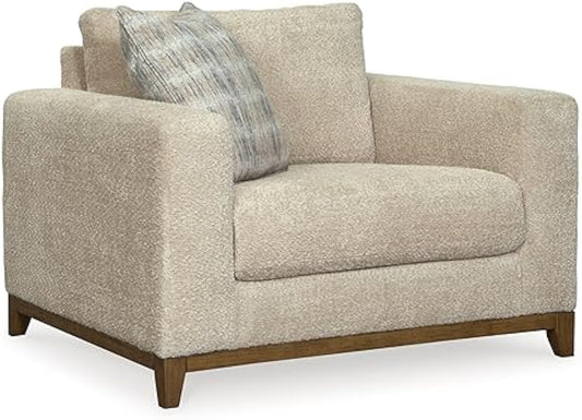 Signature Design by Ashley Parklynn Classic Upholstered Oversized Chair with 1 Accent Pillow, Beige