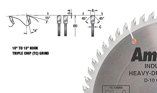 Amana Tool - 716801 Carbide Tipped Cut-Off & Crosscut 16" Dia x 80T Tcg, 10 Deg, 1 I