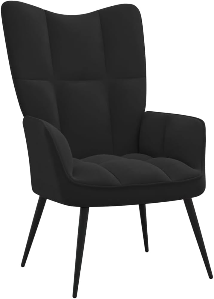 Accent Chair Arm Chair Living Room Chairs,Sleeper Sofa Relaxing Chair with a Stool Black Velvet,for Apartment Living and Home Office