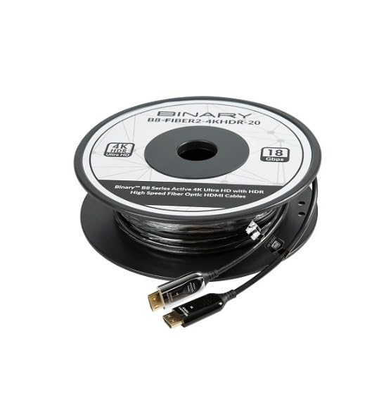 B8-FIBER2-4KHDR-30 98.4-Foot (30m) Active Fiber Optic HDMI Cable – B8 Series, 18Gbps High Speed, 4K Ultra HD @ 60Hz with HDR, HDMI 2.0b, No External Power, EMI-Resistant, CL2 Rated, Black
