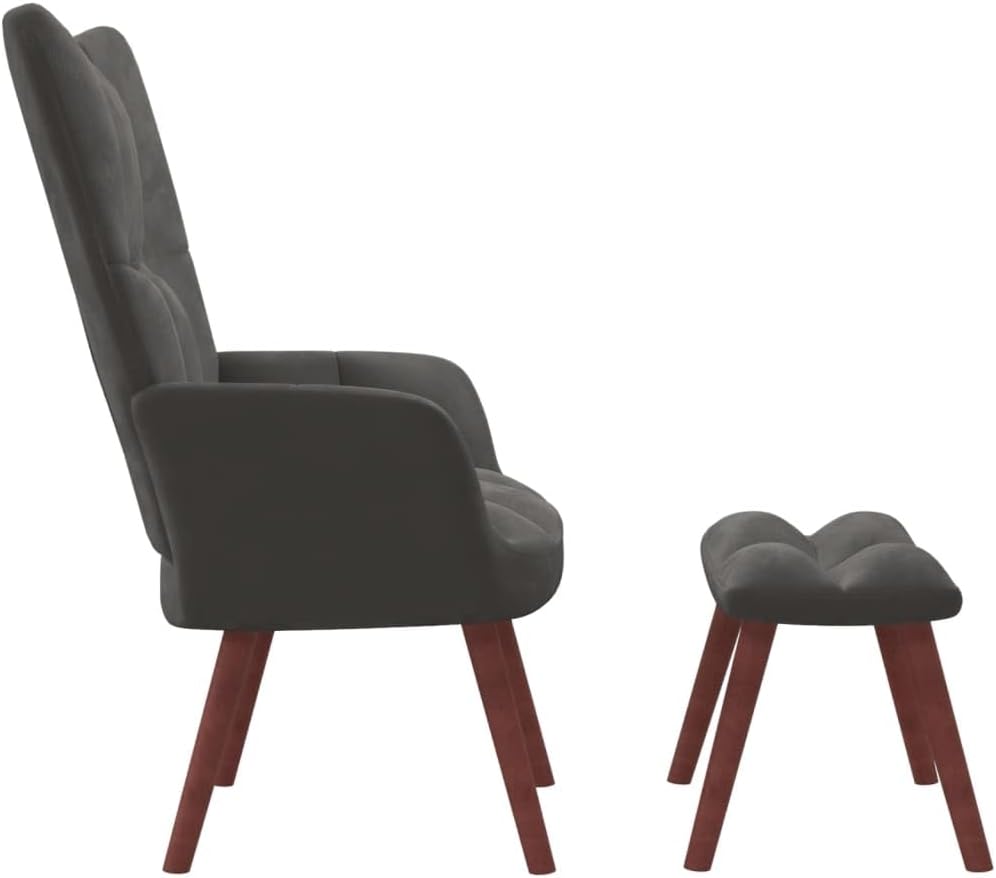 Accent Chair Arm Chair Living Room Chairs,Sleeper Sofa Relaxing Chair with a Stool Dark Gray Velvet,for Apartment Living and Home Office