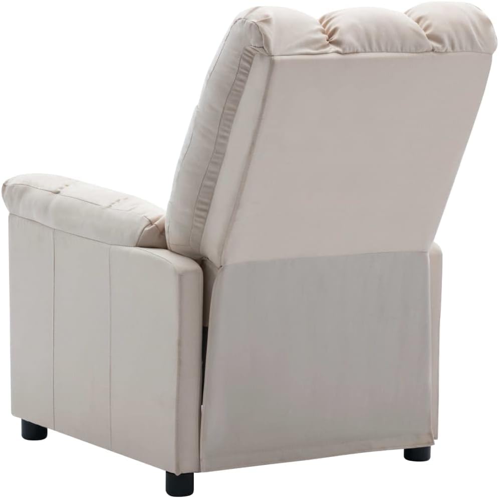 vidaXL Recliner Chair, Leisure Lounge Recliner for Home Theater Cinema, Adjustable Versatile Sleeper Chair for Living Room, Cream Fabric