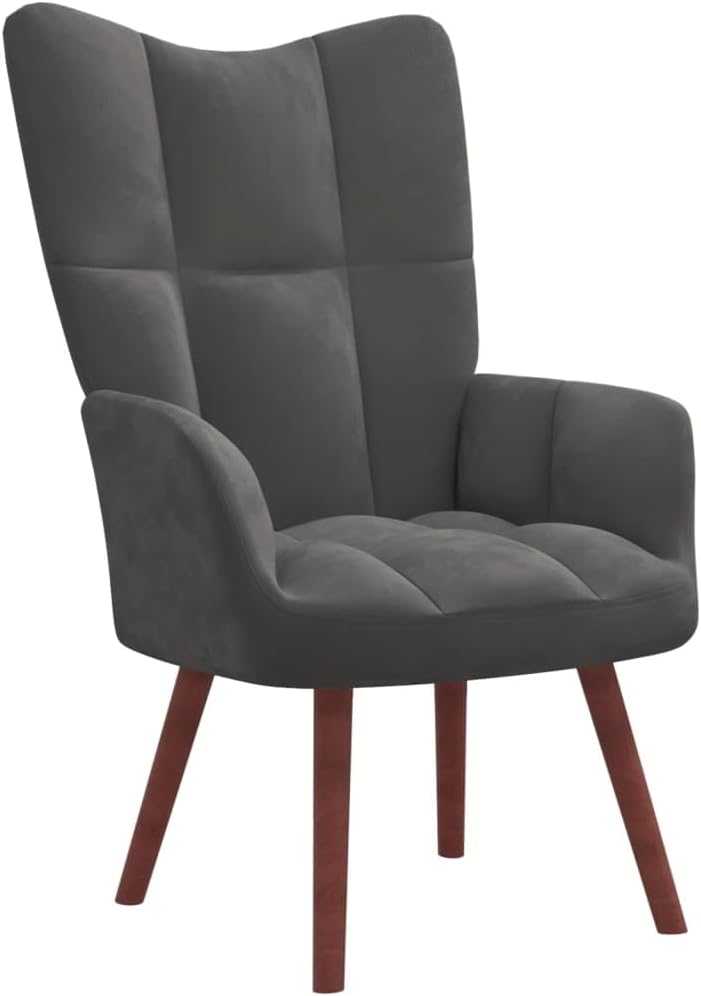 Accent Chair Arm Chair Living Room Chairs,Sleeper Sofa Relaxing Chair with a Stool Dark Gray Velvet,for Apartment Living and Home Office
