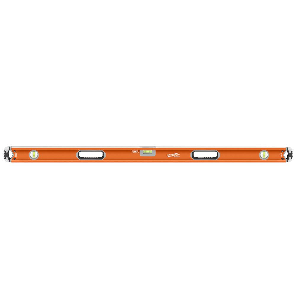 Swanson Tool Co SVB78M 78 inch Savage Magnetic Anodized Aluminum Box Beam Level with Gelshock End Caps and 3 Bubble Vials for 0°/90°/45° Measurements—Contractor Series