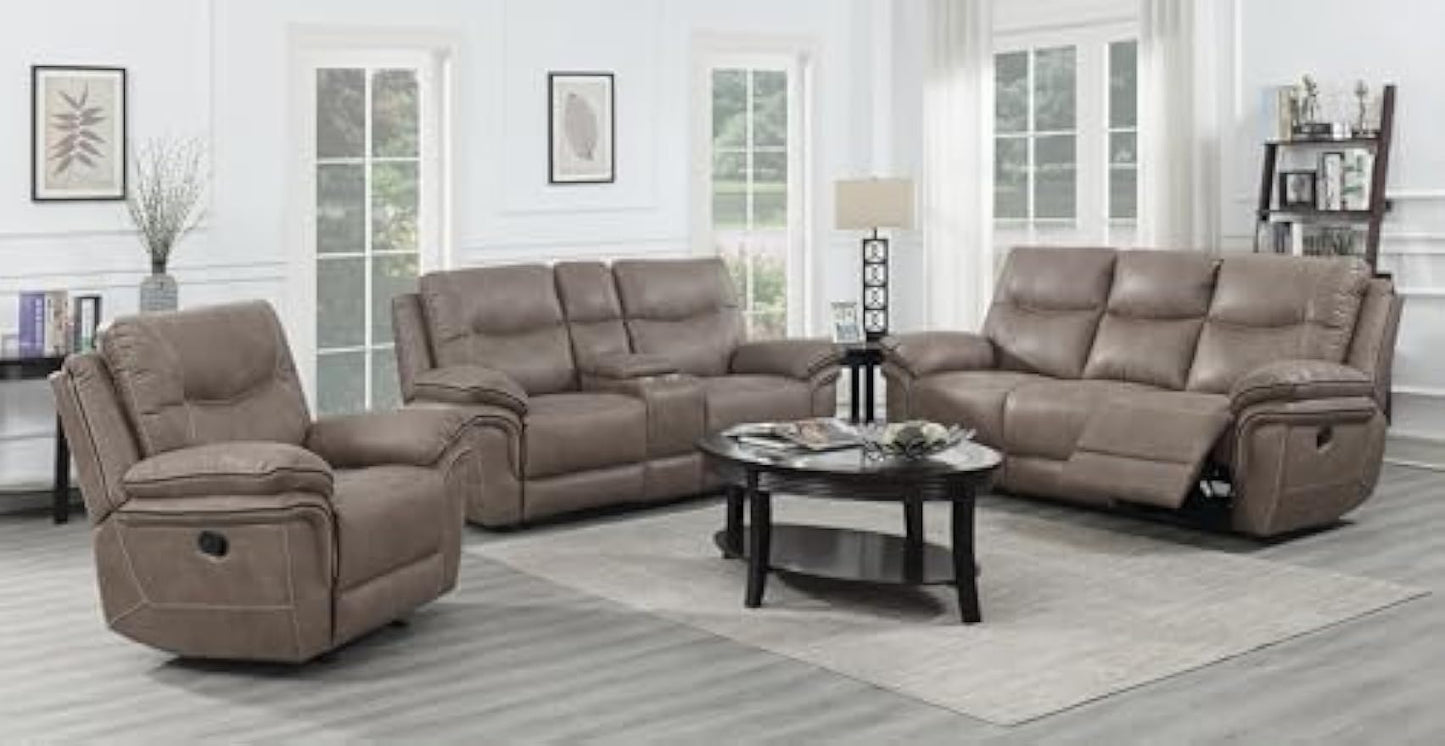 Steve Silver Co Isabella Manual Recliner Chair, Double Pillowtop Padded Arms, Living Room, Bedroom, Home Theater Seating, Apartment, Reclining Single Sofa, 37.4" D x 43" W x 42" H, Sand/Brown
