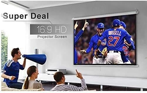 60-84 Inch HD 16:9 Manual Pull Down Projector Screen, Self-Locking Matte White Fiber Glass Screen for Home Theater, Office, and Classroom (72 inch)(60 inch)