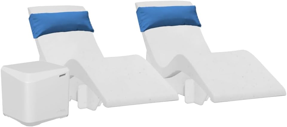 Aqua Outdoors Pool Chaise Lounge Chairs for Ledge & Shelf, Water-Weighted Pool Lounger for Depths Up to 9”, No Screw Plugs & Tools Needed, Classic White Ledge Lounger, Set of 2