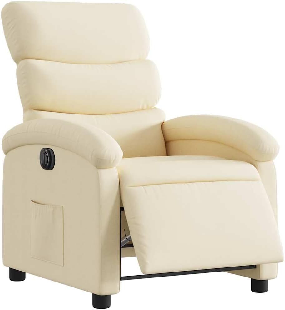vidaXL Light Gray Manual Recliner Chair - Adjustable Fabric Lounger with Side Pocket and Cozy Foam Padding for Living Room, Study