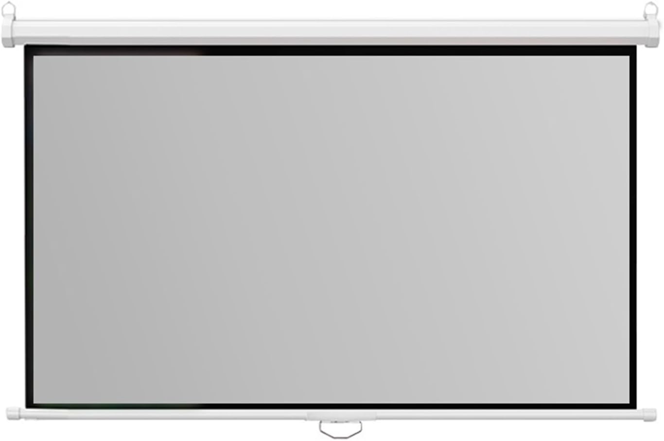 Auto Locking Pull Down Projector Screen Manual, Wall Mount White Portable Wrinkle-Free Projection Screen, Retractable Auto Locking for Indoor Movie Home(92in,4:3)
