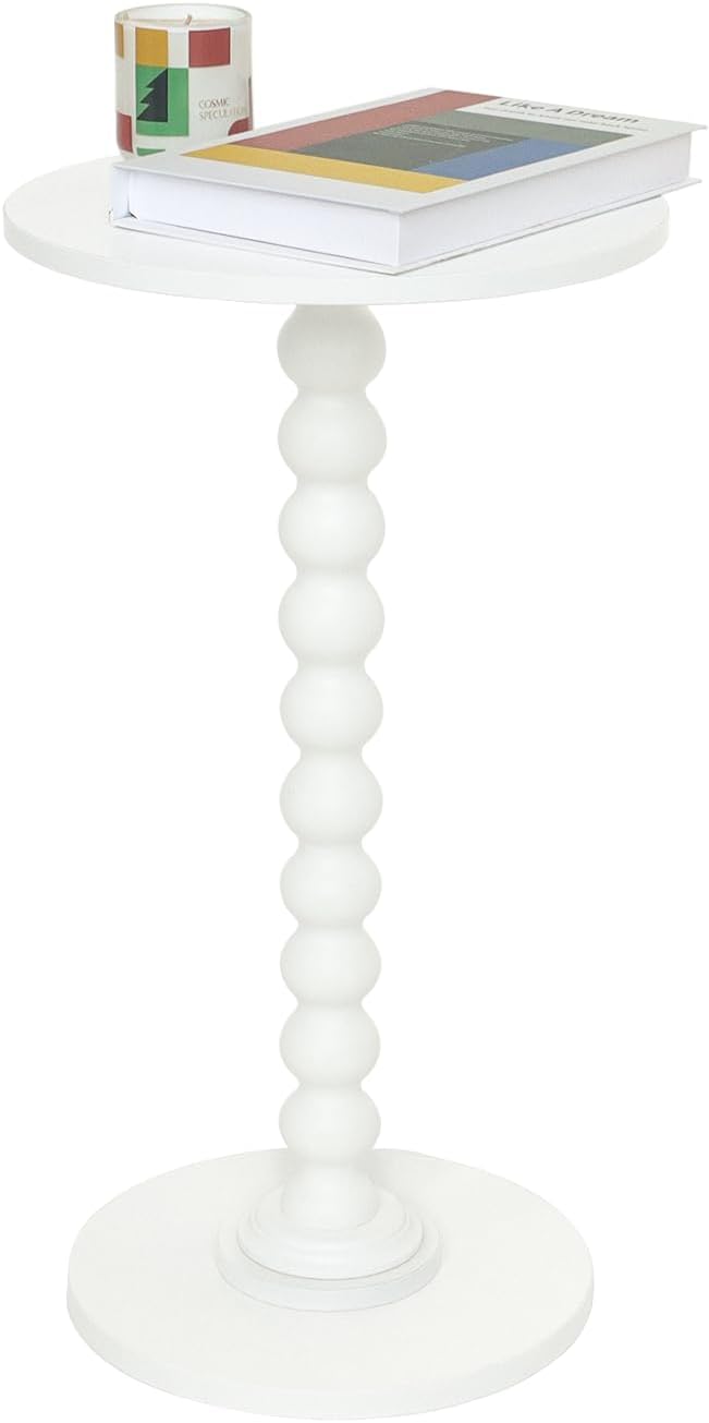 Round Side Table, Small Drink Table for Small Spaces, Modern Accent Nightstand with Solid Wood Leg for Living Room, Bedroom, Corners, and Office (Rustic Brown)