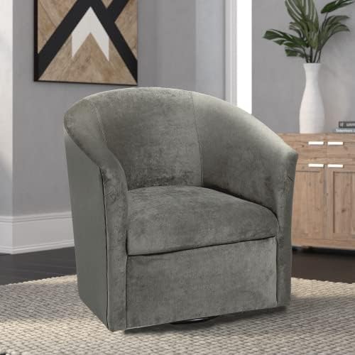 Swivel Barrel Chair, Velvet Round Accent Chair with 360 Degree Swivel Metal Base, Single Club Armchair with Curved Back and Thick Cushion, Leisure Sofa Chair for Living Room Bedroom, Beige
