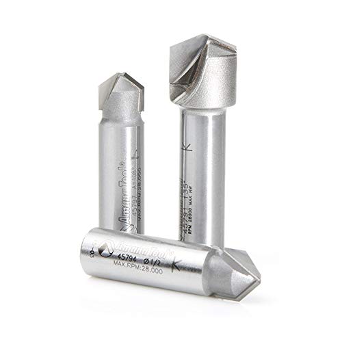 Amana Tool - AMS-140 3-Pc. Carbide Tipped V-Groove 90, 108 & 135° Angles For Doubl
