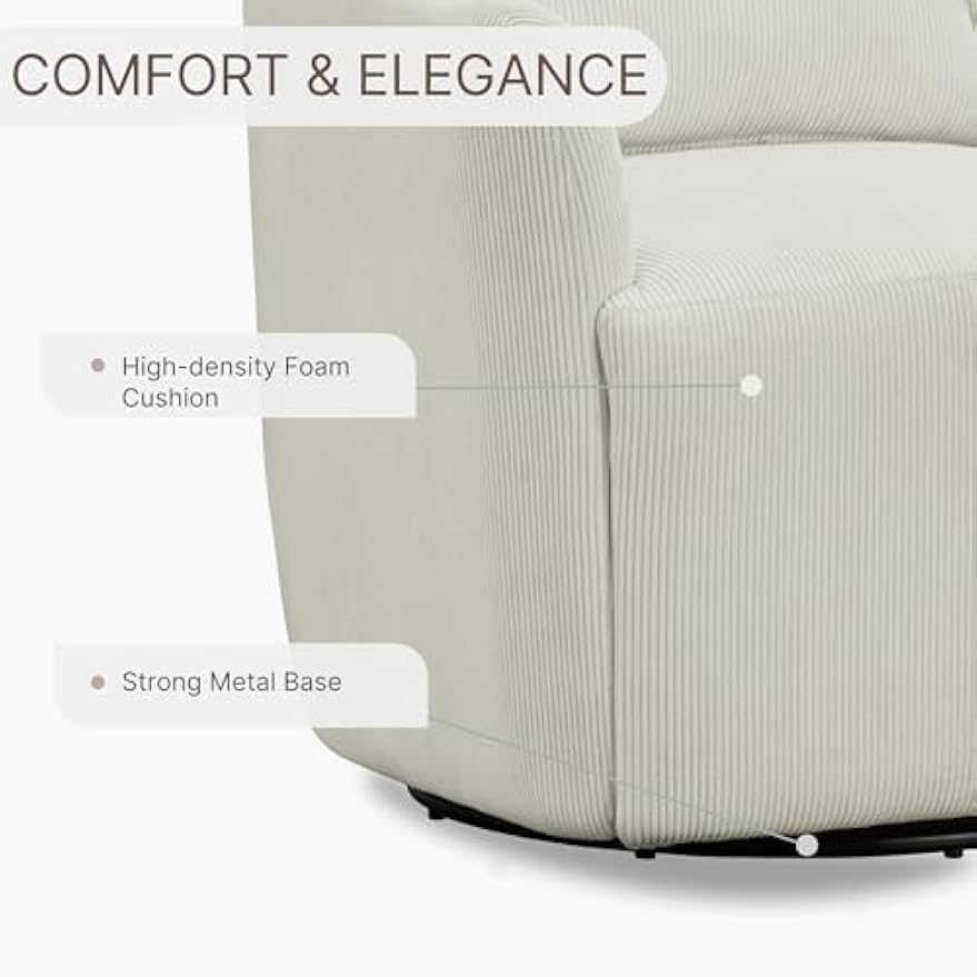 Swivel Accent Chair Modern Corduroy Barrel Armchair for Reading Room Livingroom Bedroom,2PCS,Beige
