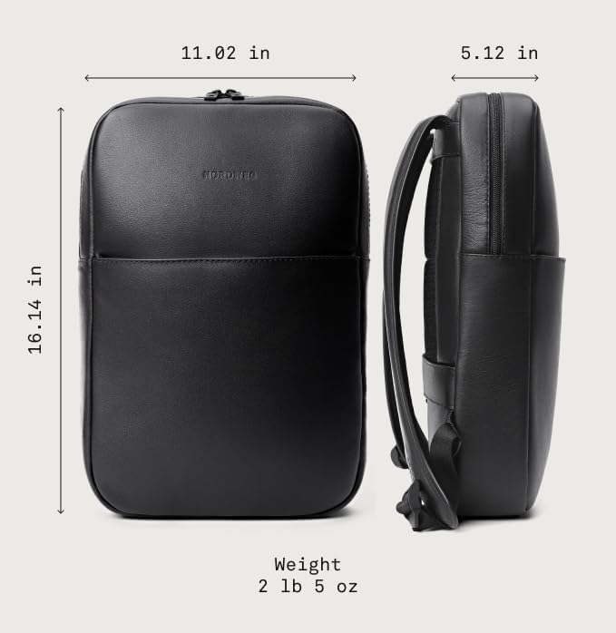 Slim Workplace Leather Backpack NW108 (Black)