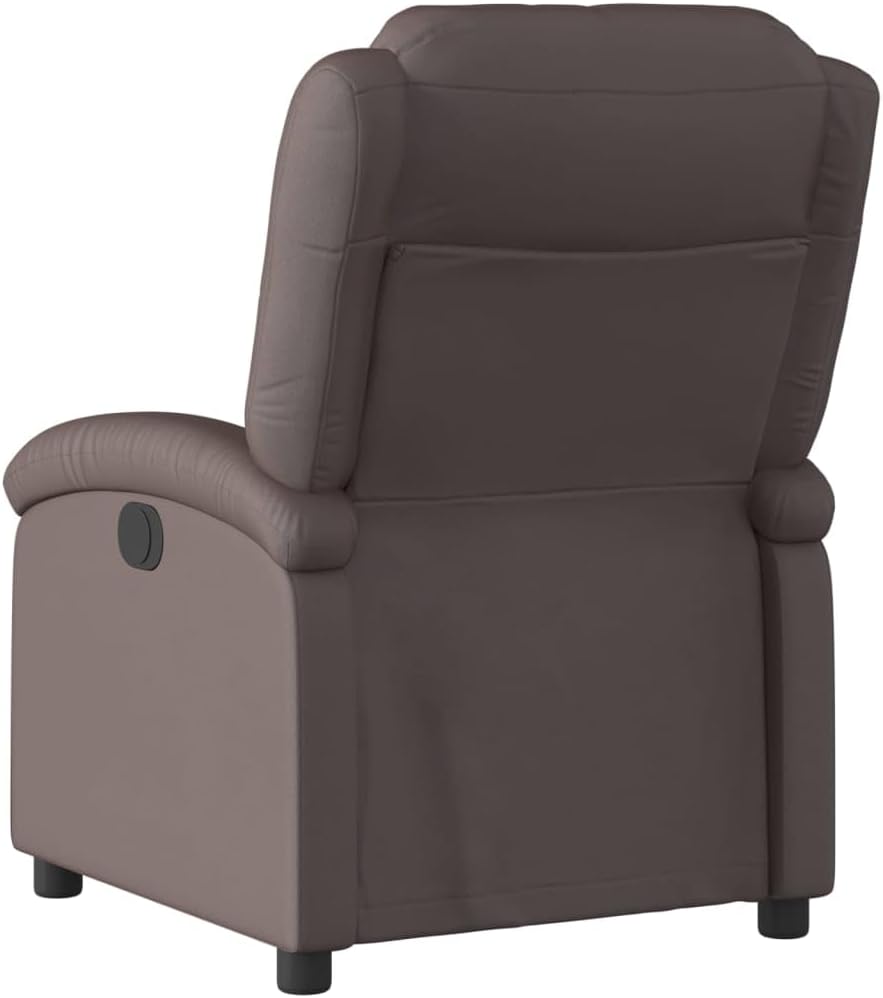 vidaXL Dark Brown Real Leather Recliner Chair-Wingback Manual Armchair with Side Pocket for Living Room, Bedroom, Lounge Comfort