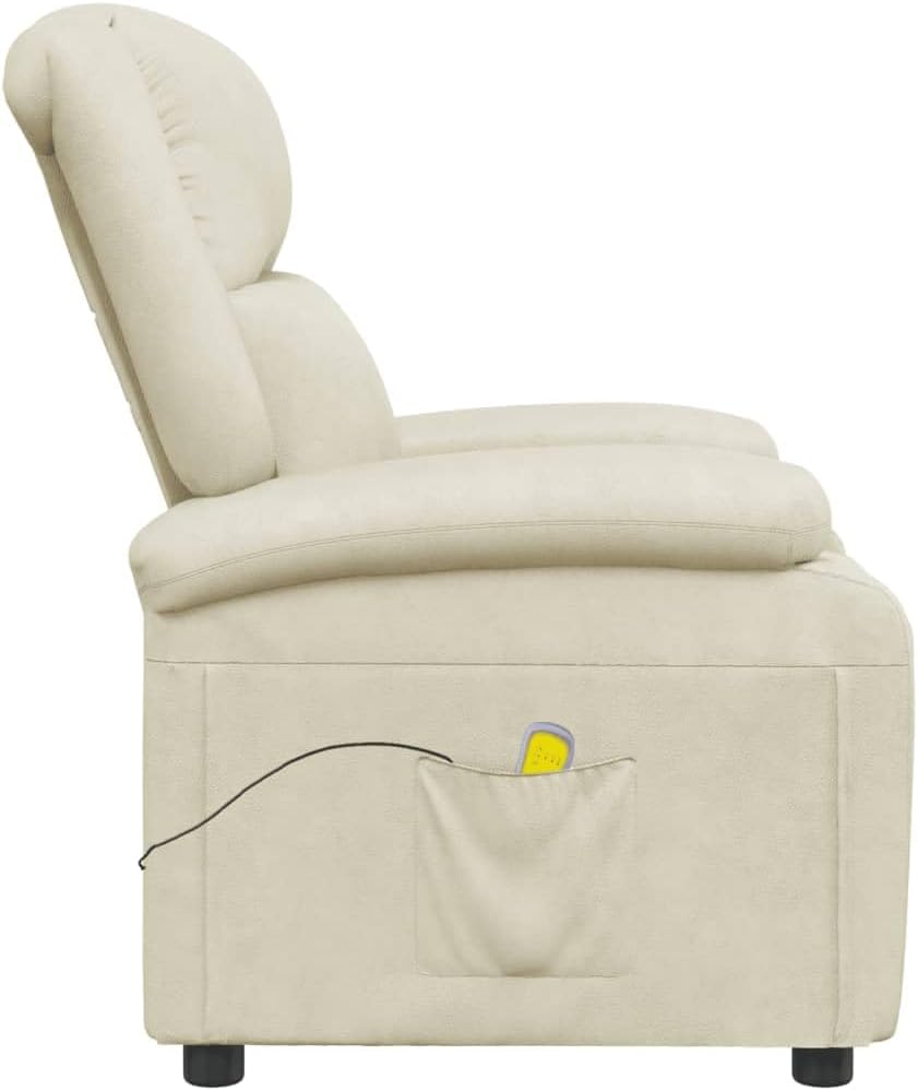 vidaXL Modern Cream Faux Leather Massage Chair with Adjustable Backrest and USB Powered Function for Living Room Office Chairs Reclining Recliner Armchair TV Sofa