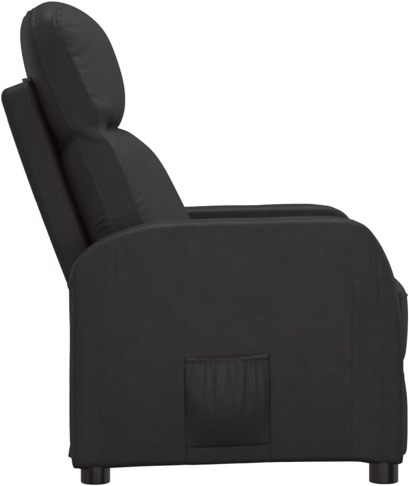 vidaXL Faux Leather Reclining Chair - Modern Black Recliner with Robust Iron and Plywood Frame, Comfortable Seat Design, Ideal for Living Room or Office Decor