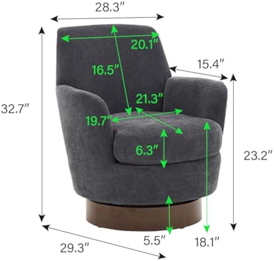 Swivel Barrel Chair Set of 2,Modern Comfy Polyester Round Swivel Accent Chairs,360 Degree Single Armchair for Living Room, Dark Grey