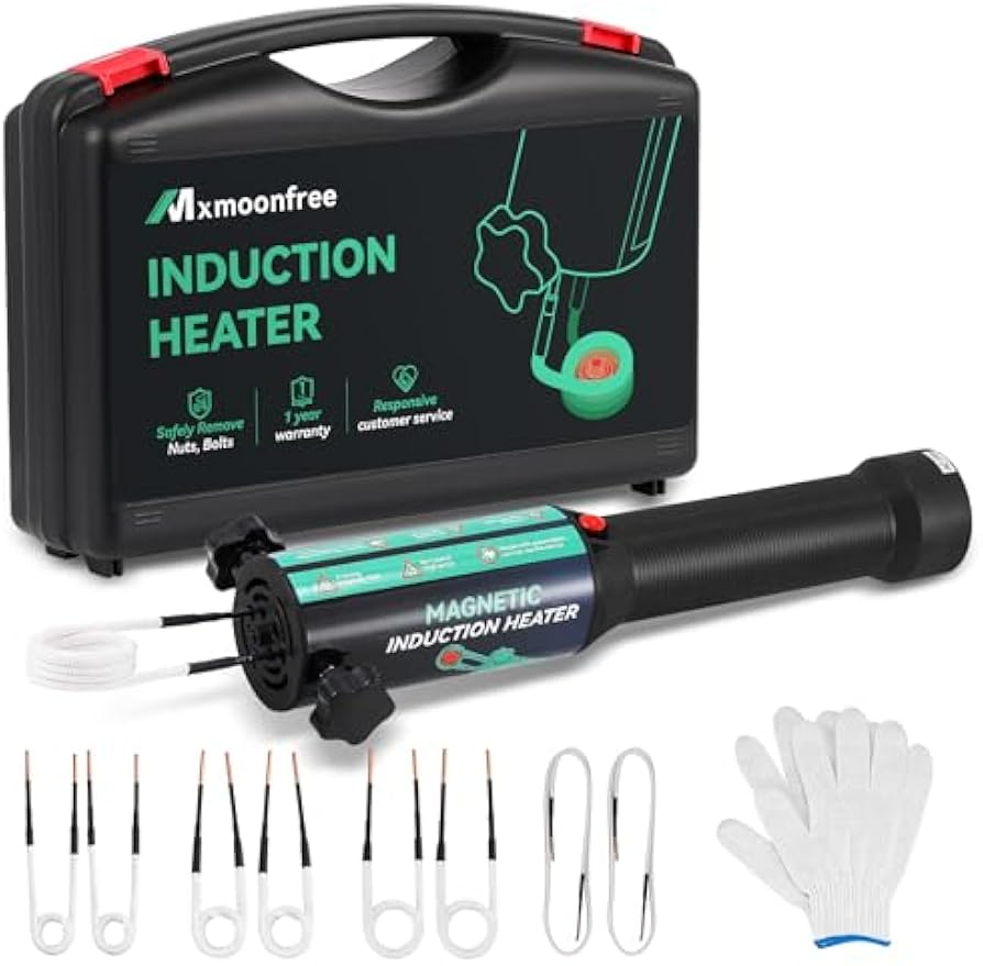 1500W Induction Heater Bolt Removal Tool, 8 Coils & Rugged Case for Nuts, Bolts & Bearings, Blue, 2 Warranty, 110V
