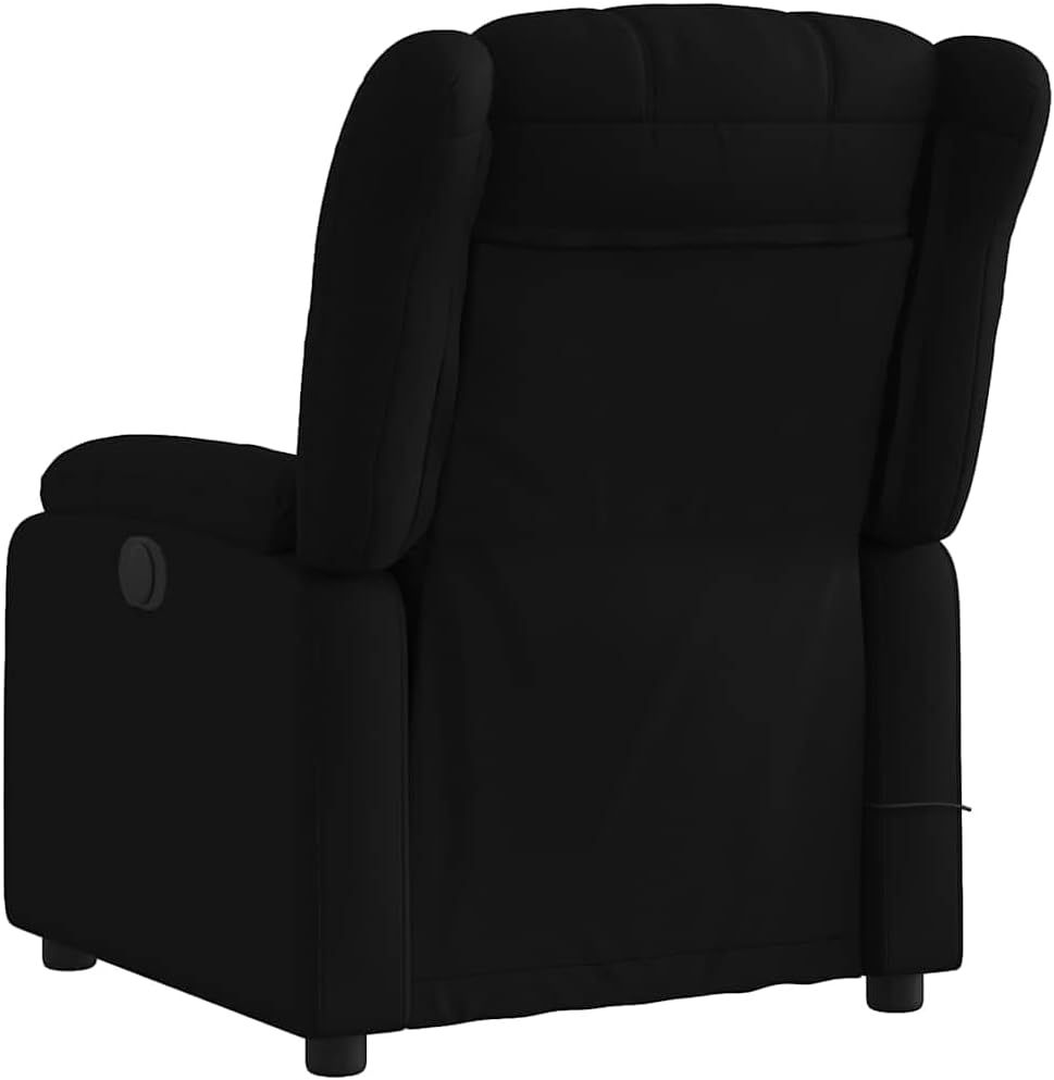 vidaXL Black Fabric Massage Recliner Chair - Manual Recline, Vibration Function, Comfy Fabric Seating Area, Home/Living Room