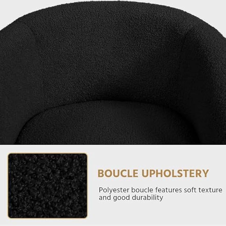 Topeakmart Barrel Chair, Soft Sherpa Accent Chair Side Chair Club Chair Modern Style Deep Seating Barrel Armchair for Living Room Furniture Reading Room Bedroom, Set of 2, Black